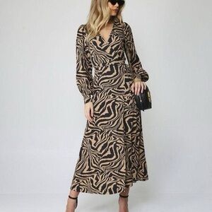 Ganni Tiger Stripe Wrap Dress